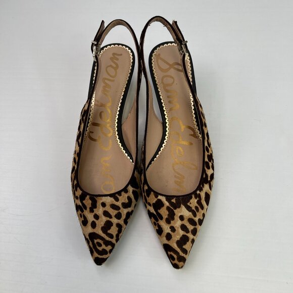 Sam Edelman Kitten Heel Women 8 Ludlow Fur Sling Back Leopard Work Party Core Go - Picture 1 of 15